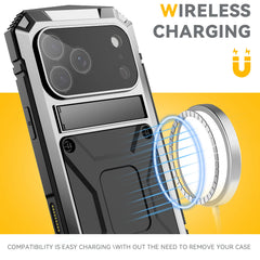 360 Protective Sturdy Military Metal Case for iPhone 17 Pro / Air / 16 Pro Max Shockproof Tempered Glass Built-in Silicone Cover