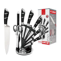 Spot Stainless Steel Horseshoe Hollow Handle Knife Set Eight-Piece Acrylic Plastic Rotating Seat Kitchen Knife Kitchen Knife