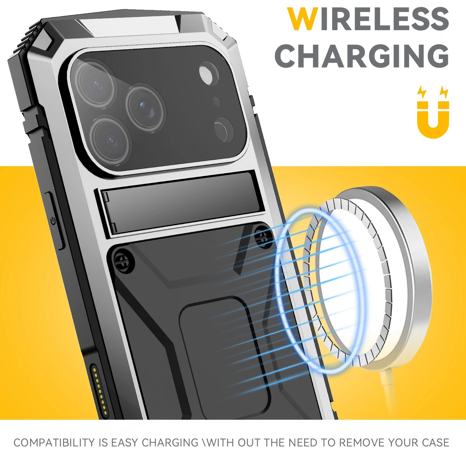 360 Protective Sturdy Military Metal Case for iPhone 17 Pro / Air / 16 Pro Max Shockproof Tempered Glass Built-in Silicone Cover