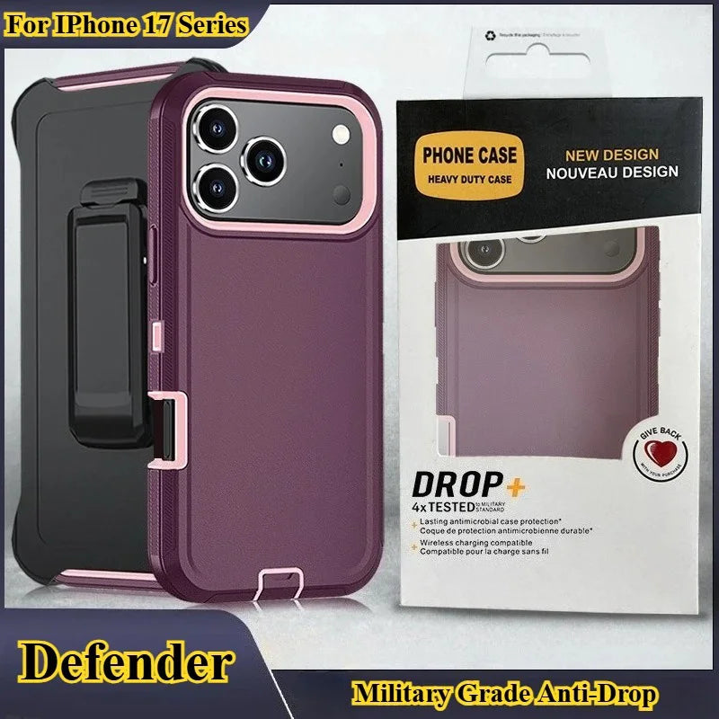 Ott Armor Box Shockproof Defender Phone Cases For iPhone 18 17 Pro Max 17Air Dustproof Drop Proof Hard Back Cover with Belt Clip
