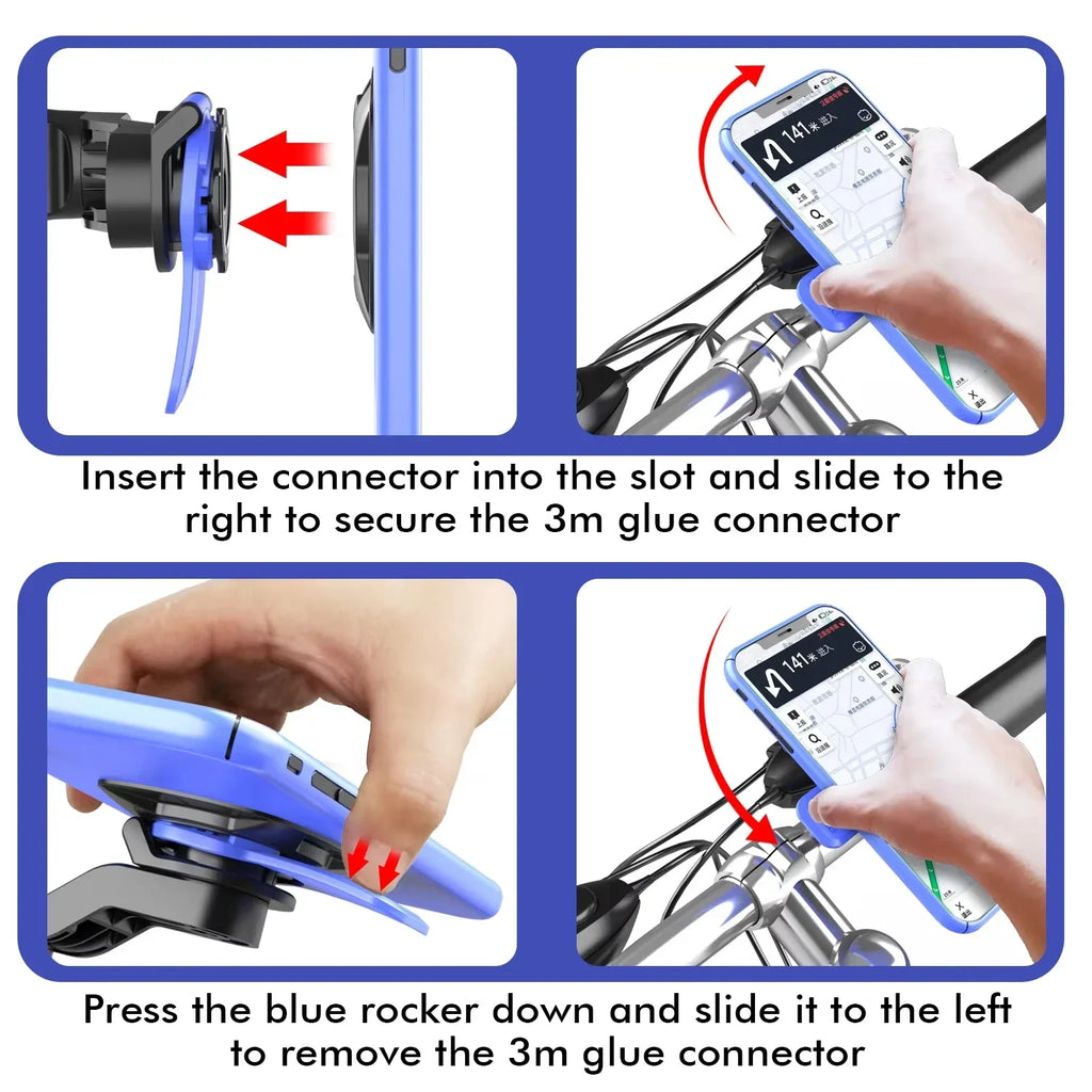 1set Motorcycle, Bicycle Handle, Mobile Phone Holder, Detachable 360 ° Rotating Shock-absorbing Mobile Phone Holder