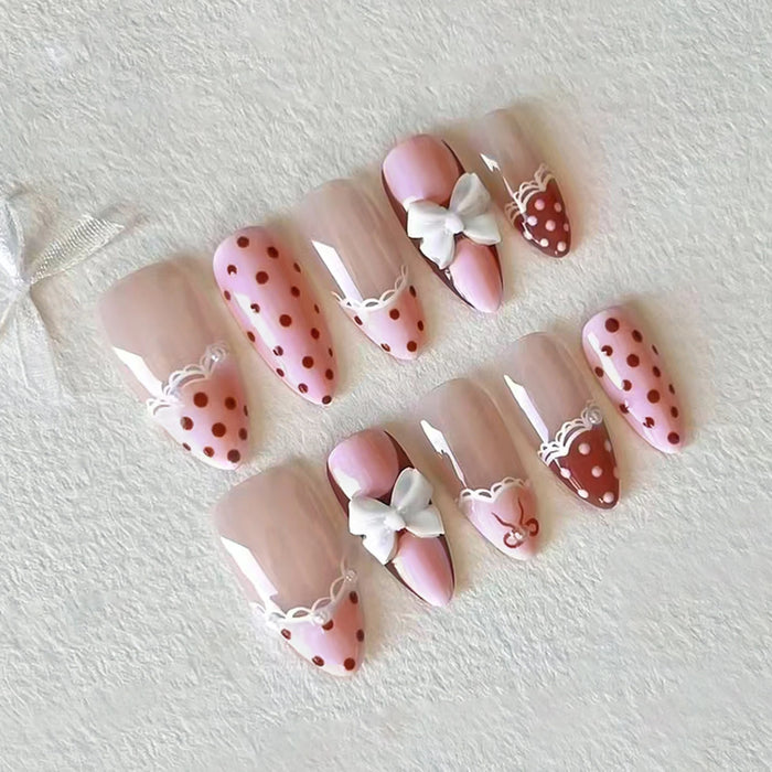 Press-On Nails – Lace French Tip with Pearls (24pc)