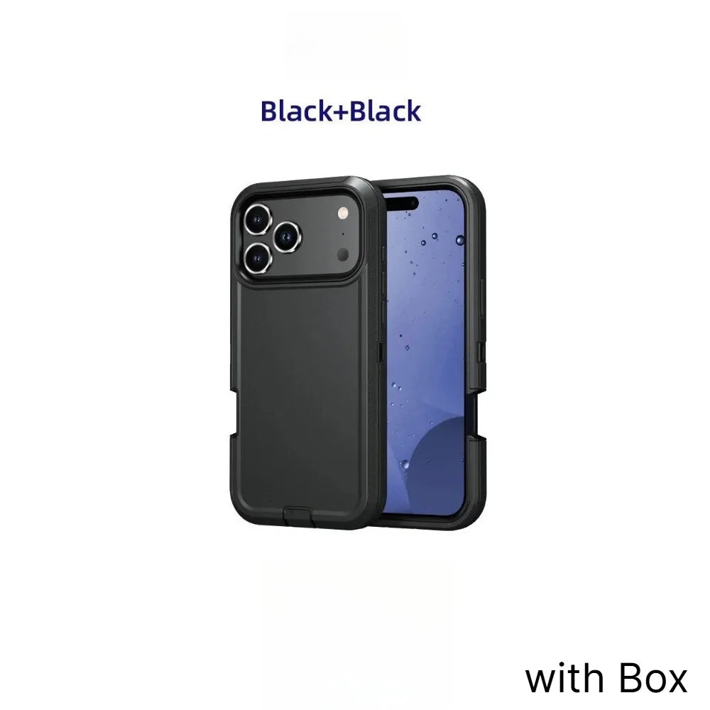 Ott Armor Box Shockproof Defender Phone Cases For iPhone 18 17 Pro Max 17Air Dustproof Drop Proof Hard Back Cover with Belt Clip