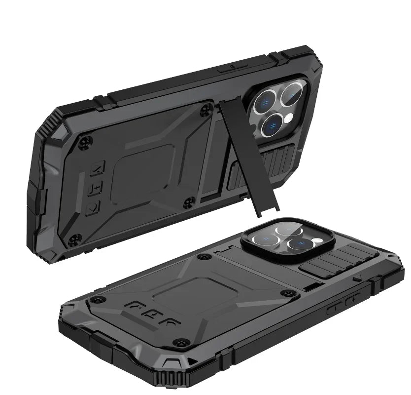 Luxury Rugged Armor 360 Full Phone Case For iPhone 16 15 14 Pro Max Plus 13 12 11 Metal Aluminum Shockproof Cover