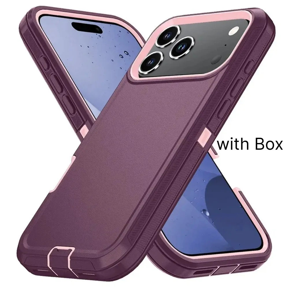 Ott Armor Box Shockproof Defender Phone Cases For iPhone 18 17 Pro Max 17Air Dustproof Drop Proof Hard Back Cover with Belt Clip