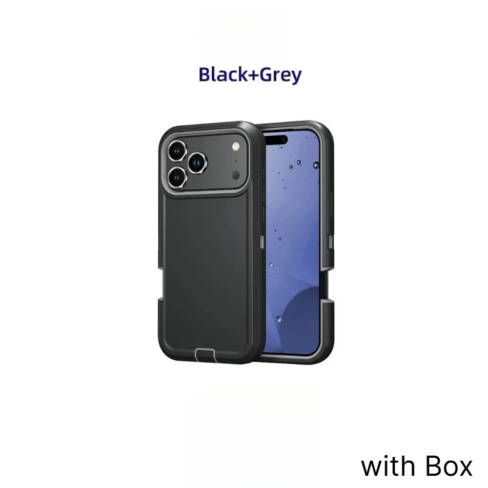 Ott Armor Box Shockproof Defender Phone Cases For iPhone 18 17 Pro Max 17Air Dustproof Drop Proof Hard Back Cover with Belt Clip