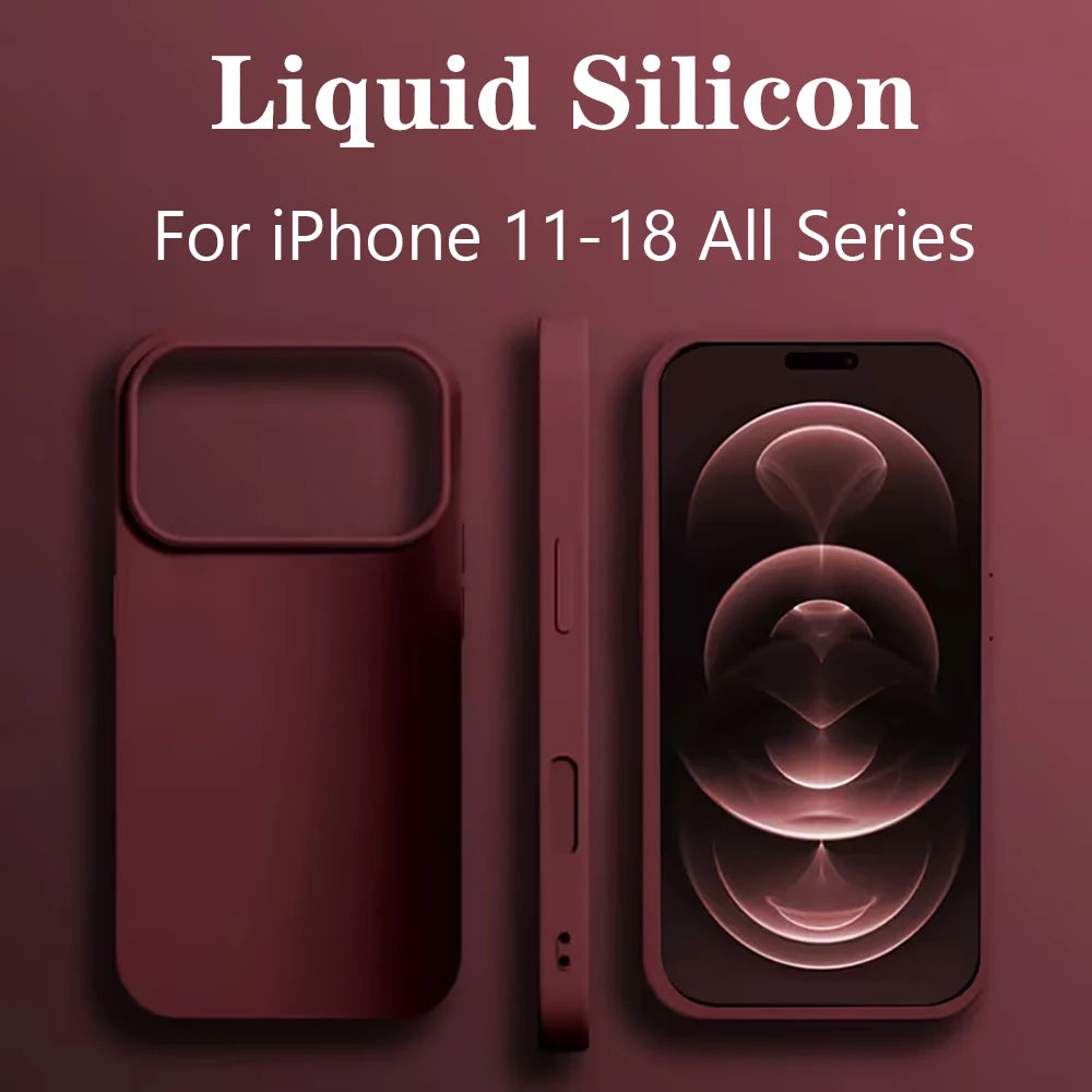 Phone Case for iPhone 18 Pro Max Official Original Liquid Silicone Cases For iPhone 16 15 12 14 13 17 Pro Max Shockproof Cover