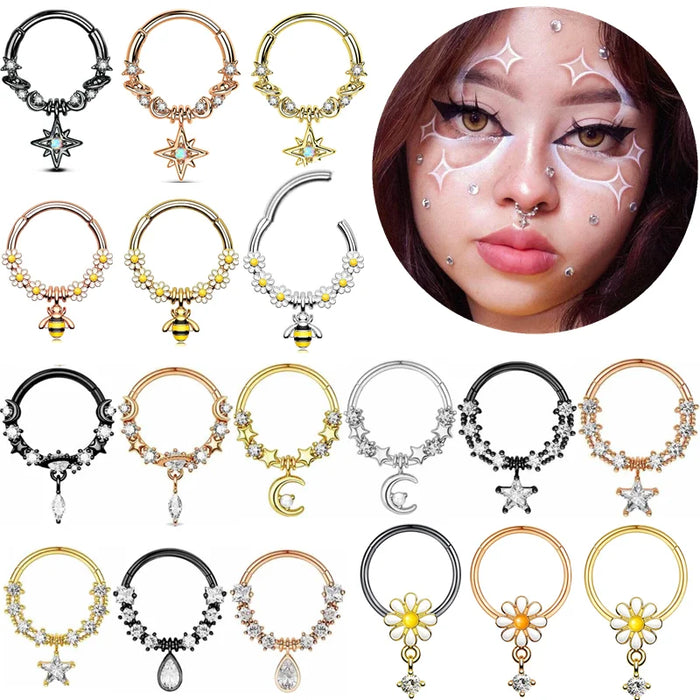 Moon & Star Septum Hoop Nose Ring